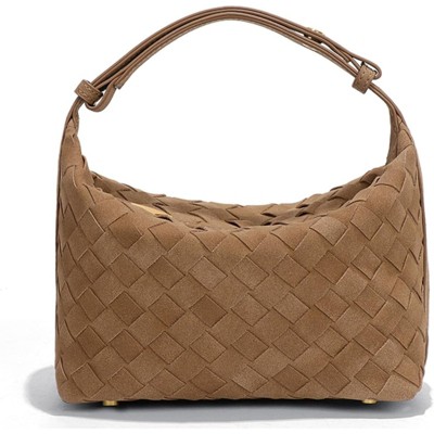 BEAFUP Luxurious Suede Hobo Bag - Women's Woven Leather Shoulder Bag with Spacious Interior