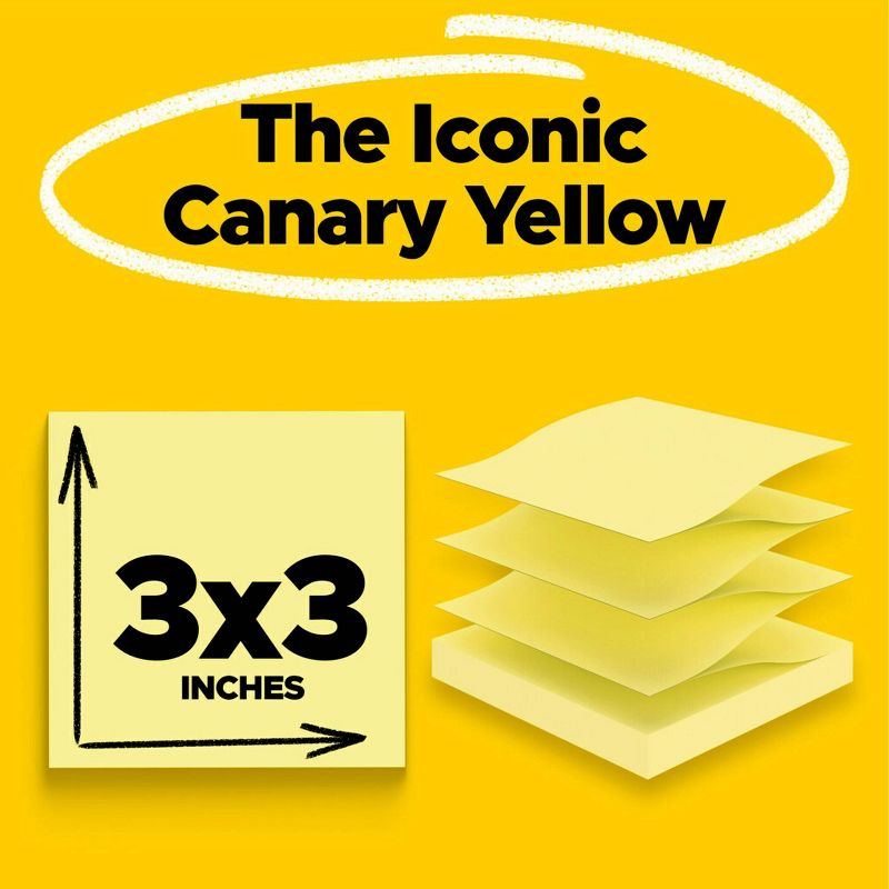 Post-it 5pk 3&#34; x 3&#34; Pop-up Notes 100 Sheets/Pad - Canary Yellow, 3 of 14