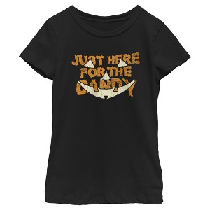 Girl's Lost Gods Halloween Just Here for the Candy Jack-O'-Lantern T-Shirt - 1 of 4