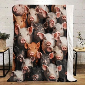 Many Pet Pig Patterned Seasonal Car Blankets Made of Flannel, Christmas Gift. - 1 of 4