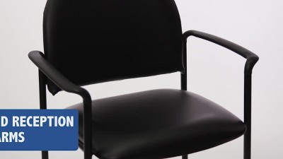 Black Vinyl Stackable Metal Reception Chair with Fixed Arms