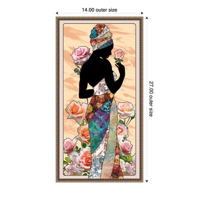 Cosmopolitan Woman Silhouette with Roses Canvas Art Print