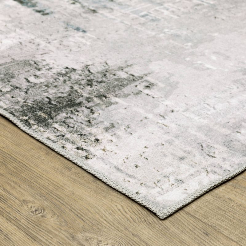 Micah Washable Modern Abstract Indoor Area Rug Gray/Teal - Captiv8e Designs, 3 of 13