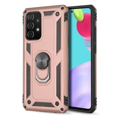 MyBat Anti-Drop Hybrid Protector Case (with Ring Stand) Compatible With Samsung Galaxy A52 5G - Rose Gold / Black