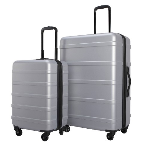 Skyline 2pc Hardside Checked Spinner Luggage Set Silver Target