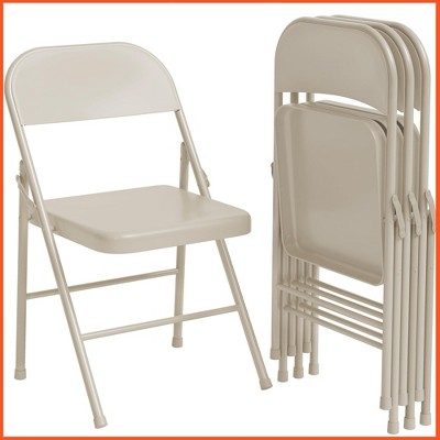Folding Chairs Set of 2, Foldable Chairs with Metal Frame Hold Up to 350 Pounds, Portable Grey Folding Chairs