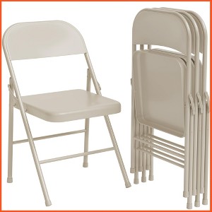 Folding Chairs Set of 2, Foldable Chairs with Metal Frame Hold Up to 350 Pounds, Portable Grey Folding Chairs - 1 of 4