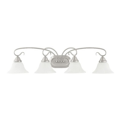 Coronado Brushed Nickel 4-Light Bath Vanity with White Alabaster Glass