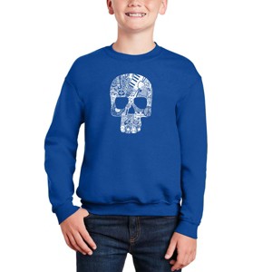 LA Pop Art Rock n Roll Skull - Boy's Word Art Crewneck Sweatshirt - 1 of 3