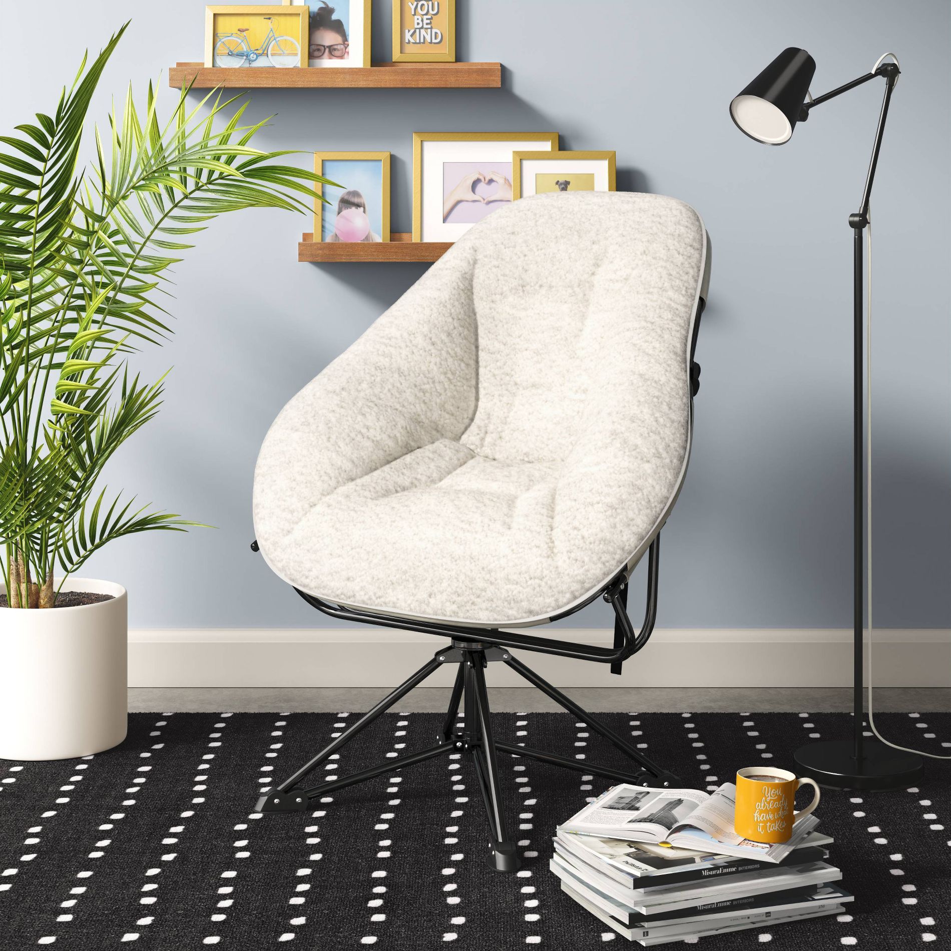Padded Hex Swivel Dorm Chair Cream - Room Essentials™: Upholstered College Dorm Essential, No Assembly Required