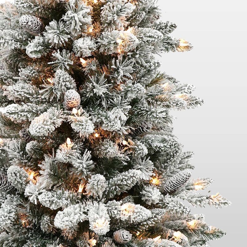 4.5ft Pre-Lit Flocked Bradford Fir Tree Artificial Christmas Tree - Puleo, 4 of 5
