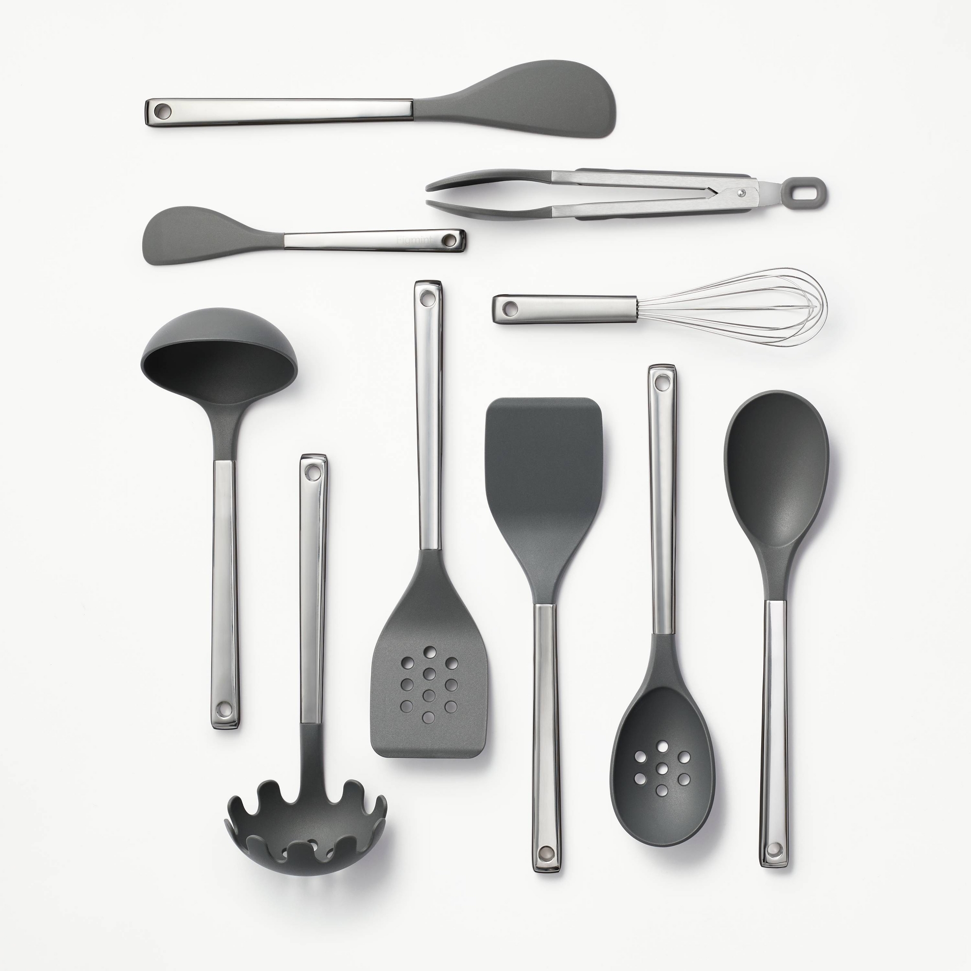 10pc Stainless Steel/Nylon Kitchen Utensil Set Dark Gray - Figmint™