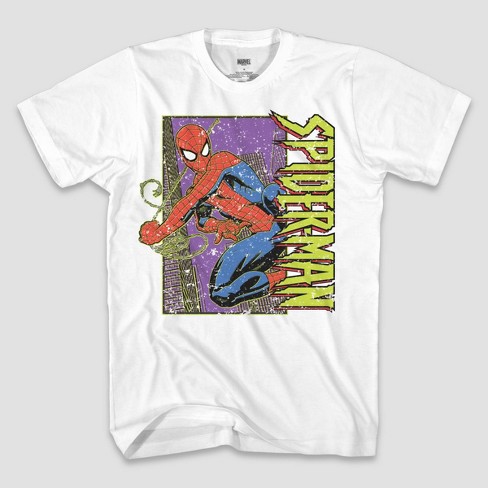 Men s Marvel Spider man Short Sleeve Graphic T shirt White Target