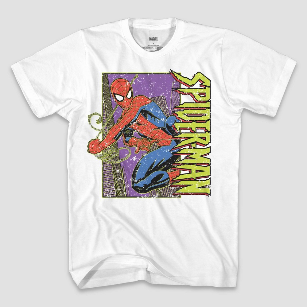 size medium Men's Marvel Spider-Man Short Sleeve Graphic T-Shirt - White 