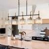 LLHZSY Linear Island Pendant Chandelier 35 2/5" Wide Modern Crystal Shade, 5-Light Fixture for Dining Room Kitchen - 2 of 4