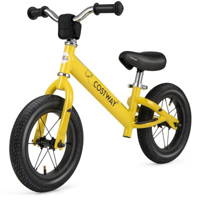 Infans Toddler Balance Bike, No Pedal 12” Training Bicycle for 3+ Years Old Kids with Rubber Tires and Height Adjustable Handlebar & Seat, Yellow