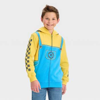 Boys' Minion Cosplay Zip-Up Sweatshirt - Light Blue/Yellow