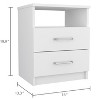 NicBex Nightstand with 2 Drawers,Bedside Table with Wood Frame and Metal Handles,Modern Side Table for Bedroom,Living Room,White/Black/Brown - 3 of 4