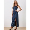 Allegra K Women's Ruched Front Elegant Wedding Guest Wide Straps Party Split Maxi Dress - 4 of 4