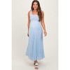 Pinkblush Light Blue Textured Knit Shoulder Tie Maternity Midi Dress - 2 of 4