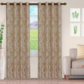 Vintage Leaves Jacquard 2 Piece Curtain Panel Set with Grommets by Blue Nile Mills