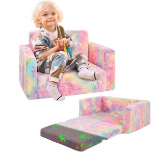Inhand Kids Sofa, 2-in-1 Soft Toddler Couch Fold Out, Toddler Chair Comfy with Cute Designs, Convertible Sofa to Lounger for Girls and Boys - 1 of 4