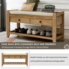 Lyngins Wooden Shoe Storage Bench, Entryway Bench with 2 Sliding Drawers & Gridded Rack, Ottoman Bench with Storage, Foot Stool with Cushion - 4 of 4