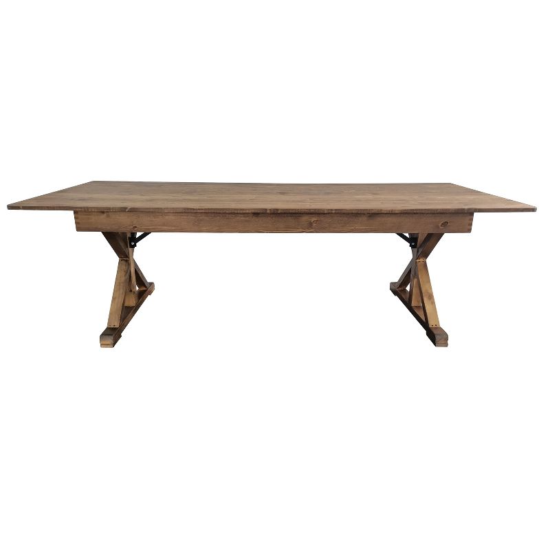 Emma and Oliver 8' x 40" Rectangular Solid Pine Folding Farm Table with Crisscross Legs, 3 of 11