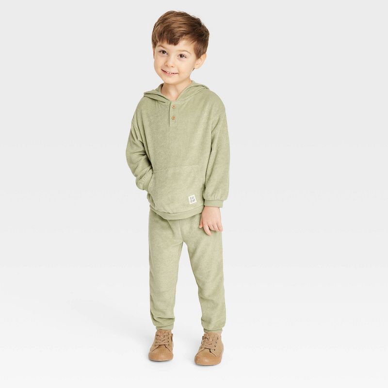 Grayson Collective Toddler Terry Towel Hoodie & Jogger Pants Set - Sage Green, 3 of 6