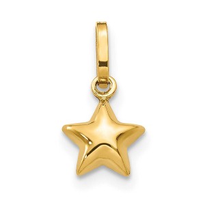 Black Bow Jewelry 14k Yellow Gold Tiny 6mm Puffed Star Charm - 1 of 4