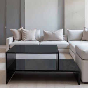 Architectural-Shape Coffee Table with Open Storage - 1 of 4