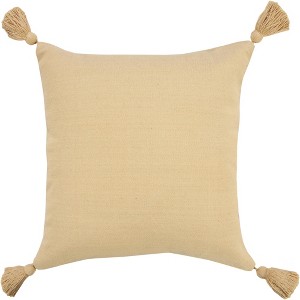 HomeRoots 20" X 20" Light Yellow 100% Cotton Zippered Pillow - 1 of 4