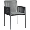 vidaXL - Set of 2 Black Patio Chairs with Cushions, Durable Poly Rattan Garden Furniture - 3 of 4