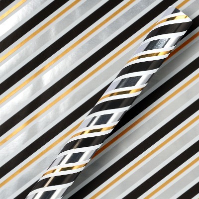 20 sq ft Wrapping Paper Diagonal Stripes: American Greetings Multicolored Gift Wrap for Graduation & Sports Events