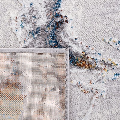 Grey and Blue Gold Abstract Hand-knotted Reversible Rug