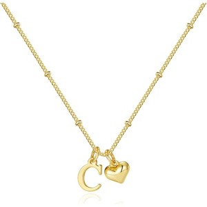 Heart Initial Necklace for Women & Girls, 14K Gold Plated Letter Pendant Birthday Gift - 1 of 4