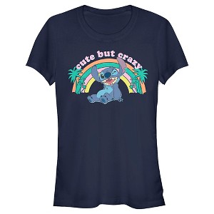 Juniors Womens Lilo & Stitch Cute But Crazy T-Shirt - 1 of 4