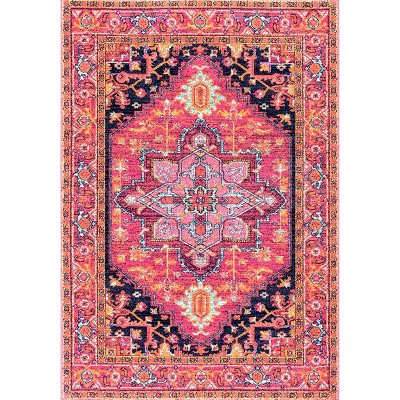 Nuloom Jaclyn Medallion 8x10 Area Rug for Living Room Bedroom Dining Room Kitchen, Hot Pink/Orange