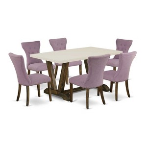 HomeStock 7-Piece Multi-Color Solid Wood Top-Rectangular Button Tufted Upholstered Dining Room Set-Seats 4 - 1 of 4