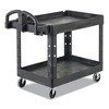 Rubbermaid Commercial Heavy-Duty Utility Cart with Lipped Shelves, Plastic, 2 Shelves, 750 lb Capacity, 26" x 55" x 33.25", Black - 3 of 4