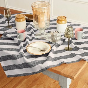 Solino Home Striped Linen Table Throw | Cabana Stripe - 1 of 4