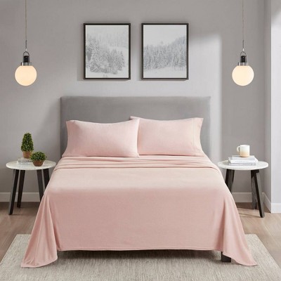 California King Blush Microfiber Fleece Sheet Set
