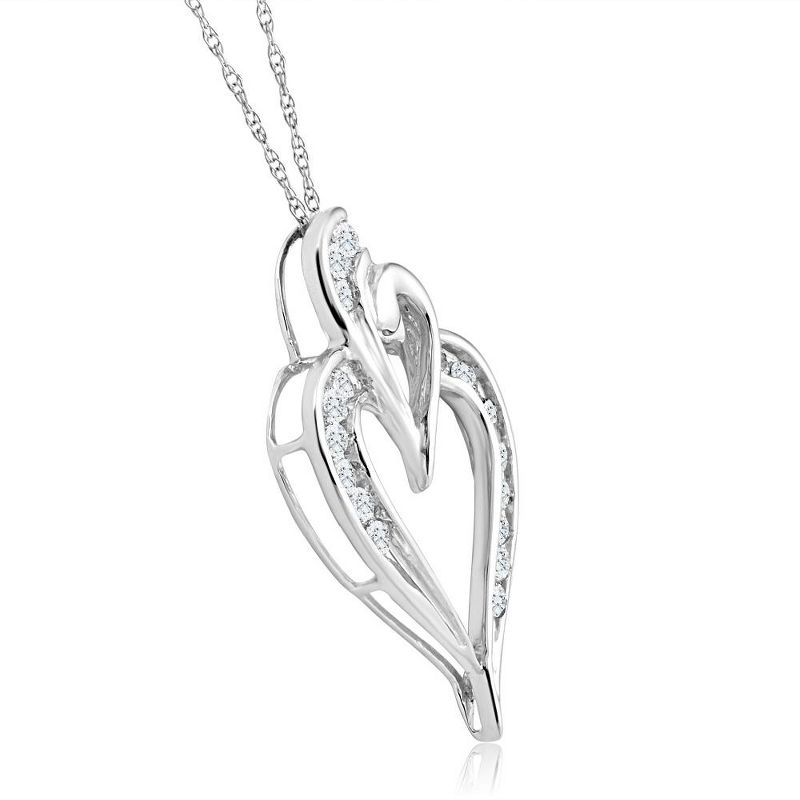 Pompeii3 10K White Gold 1/2Ct TW Real Diamond Heart Pendant Necklace 1" Tall, 2 of 6