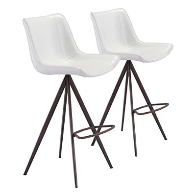Zuo Aki Barstool (Set of 2) White & Walnut