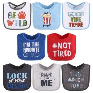 The Peanutshell Terry Cotton Baby Bibs for Boys, 8-Pack, Blue/Gray - 1 of 4