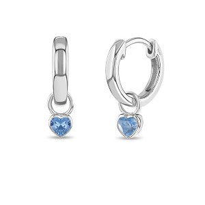 Girl's CZ Birthstone Heart Screw Back Sterling Silver Earrings - In Season Jewelry - 1 of 4