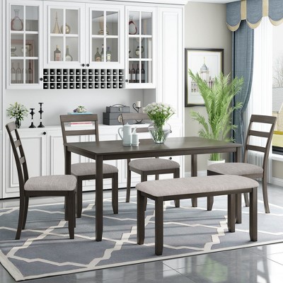 Modernluxe 6-piece Kitchen Simple Wooden Dining Table And Chair With ...