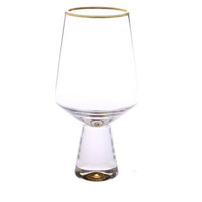Set of 6 Modern Water Glasses with Gold Strip and Design - World