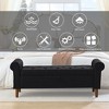 62" Bedroom Tufted Button Storage Bench, Modern Fabric Upholstered Ottoman, Window Bench, Rolled Arm Design for Bedroom, Living Room Black - 2 of 4