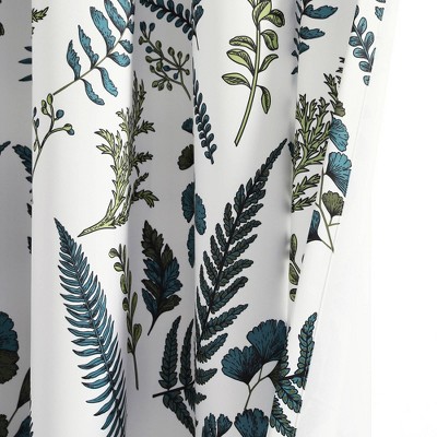 Devonia White and Green Floral Polyester Blackout Curtains